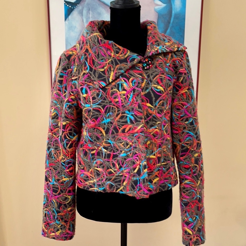 Gorgeous Vintage Elliott Lauren Wearable Art Wool Blend Jacket